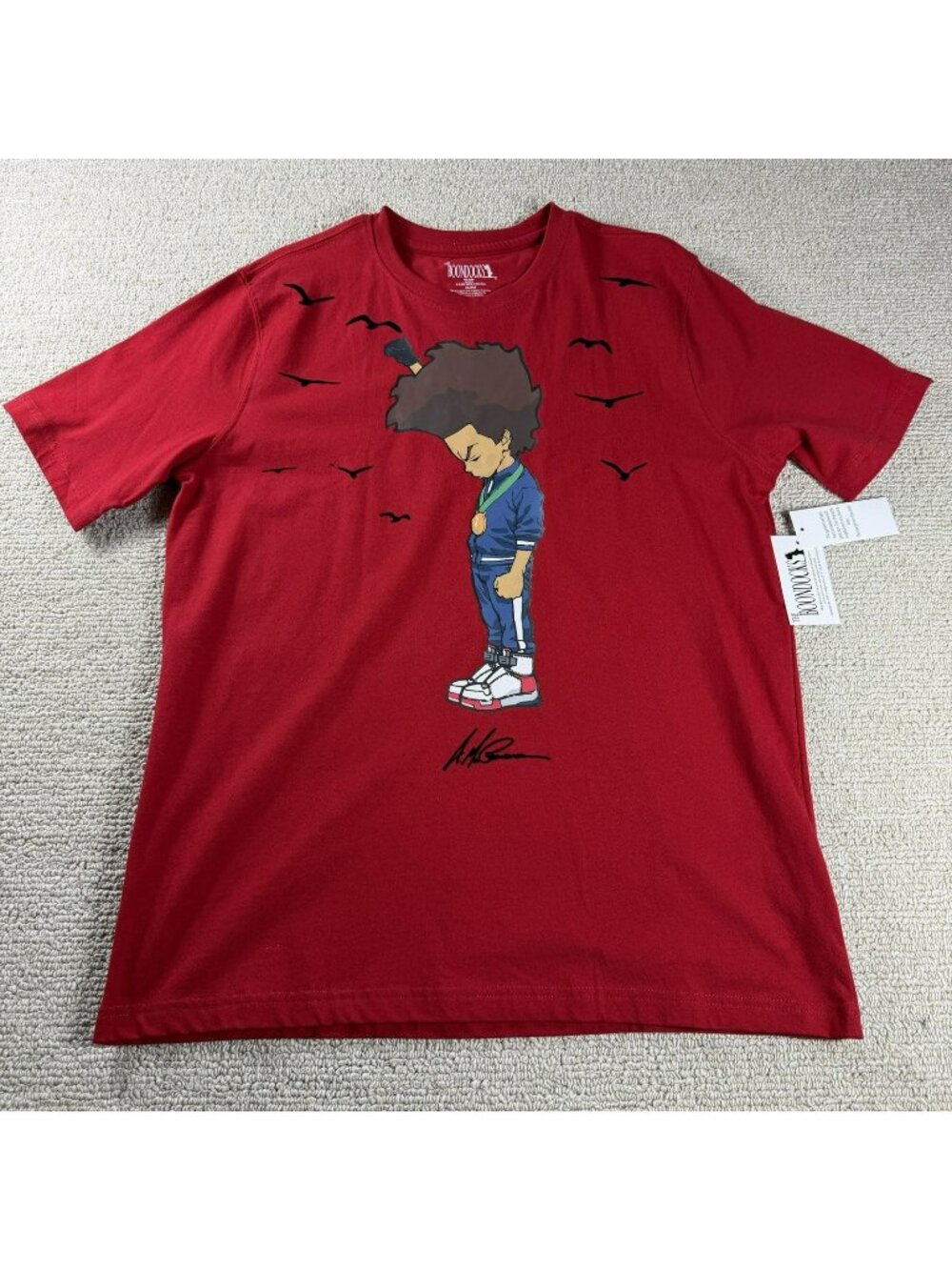 The Boondocks Huey Champion T-Shirt Velvet Birds Red Men’s Size XL
